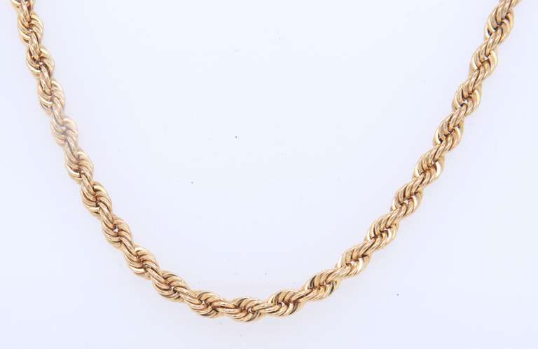 Simple Yellow Gold Rope Chain Necklace