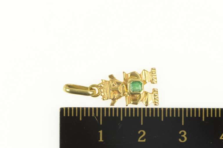 18K Yellow Gold Emerald Peruvian Peru Traditional Figure Charm/Pendant