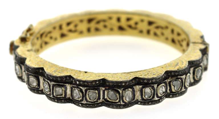 Stylish Mine Cut Diamond Bangle