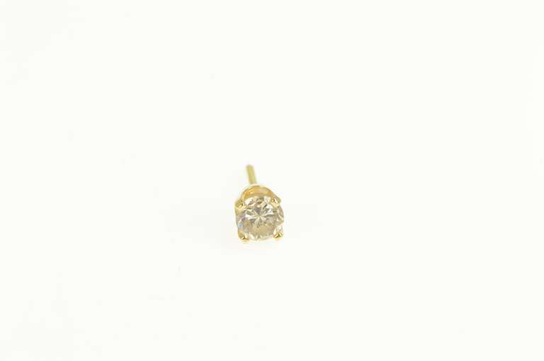 14K Yellow Gold 0.20 Ct Diamond Solitaire Classic Single Stud Earring
