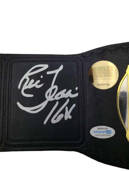 Ric Flair Autographed World Championship Winged Eagle Metal Leather Belt ACOA