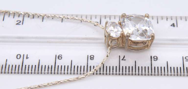 925 Sterling Silver Cubic Zirconia Pendant on Italian Chain Necklace