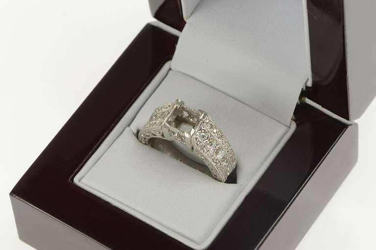Platinum 1.37 Ctw Princess Diamond Engagement Setting Ring