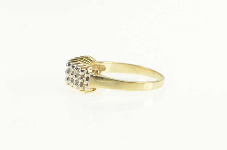 10K Yellow Gold Tiered Diamond Squared Row Band Ring