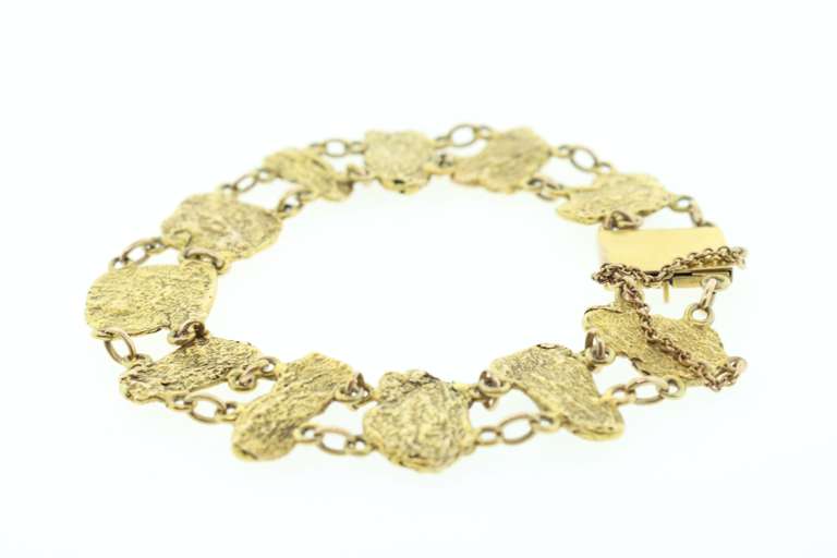 Antique 18k Gold Nugget Chain Bracelet