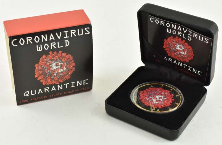 2020 American Silver Eagle CV World Quarantine 1 Oz Silver Box & COA
