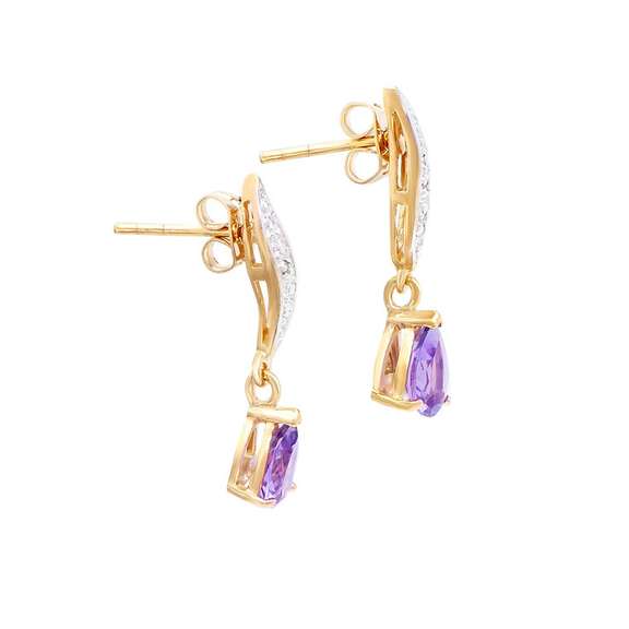 Natural 2.5 Ct Amethyst Diamond 18 Kt GP Earrings