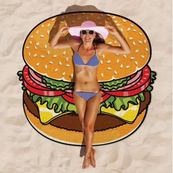 Burger Pizza and Donut Shaped Beach Blankets