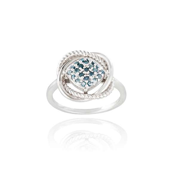 Sterling Silver 1/4ct Blue Diamond Love Knot Ring