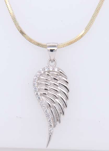 Vintage Sterling Silver Wing Pendant on Chain