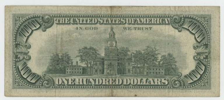 Much Scarcer 1966 Series $100 Red Seal Note. VF