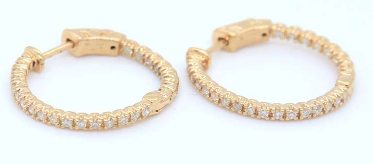 Divine Yellow Gold Diamond in out Hoop Earrings