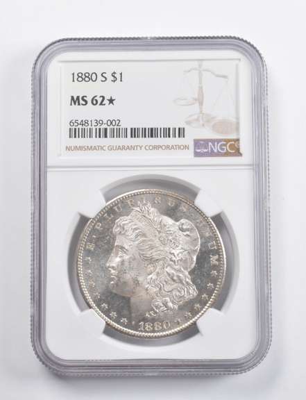 MS62* STAR 1880-S Morgan Silver Dollar NGC