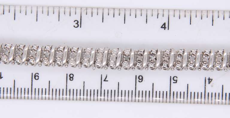 Vintage Sterling Silver Cubic Zirconia Tennis Bracelet