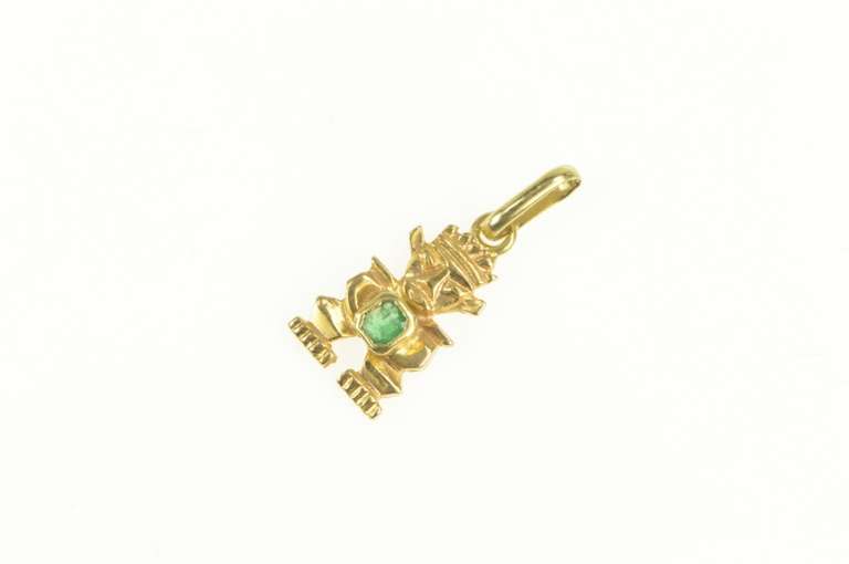 18K Yellow Gold Emerald Peruvian Peru Traditional Figure Charm/Pendant