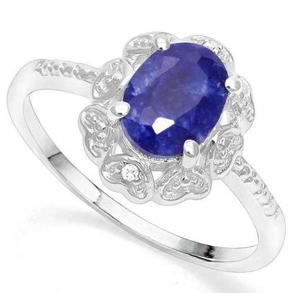 925 STERLING SILVER 1.20 CT ENHANCED GENUINE SAPPHIRE COCKTAIL RING
