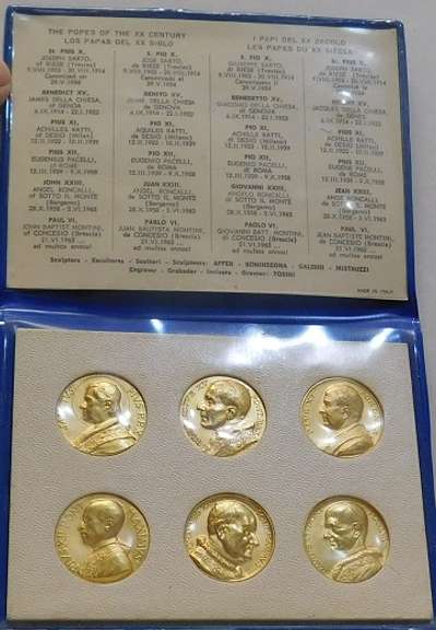 6 Papal Medals, Popes of the 20th Century