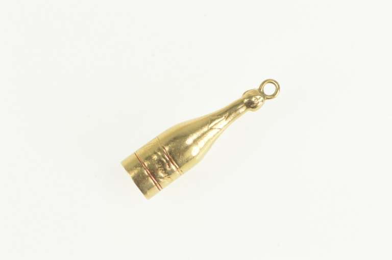 14K Yellow Gold 3D Wine Bottle Sommelier Vino Charm/Pendant