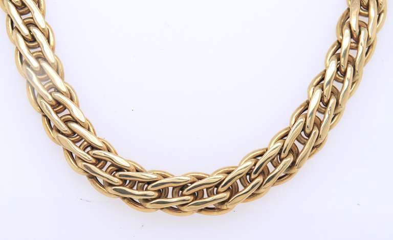 Wonderful Italian Yellow Gold Woven Necklace