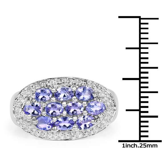 Plated Rhodium 1.70ctw Tanzanite Ring