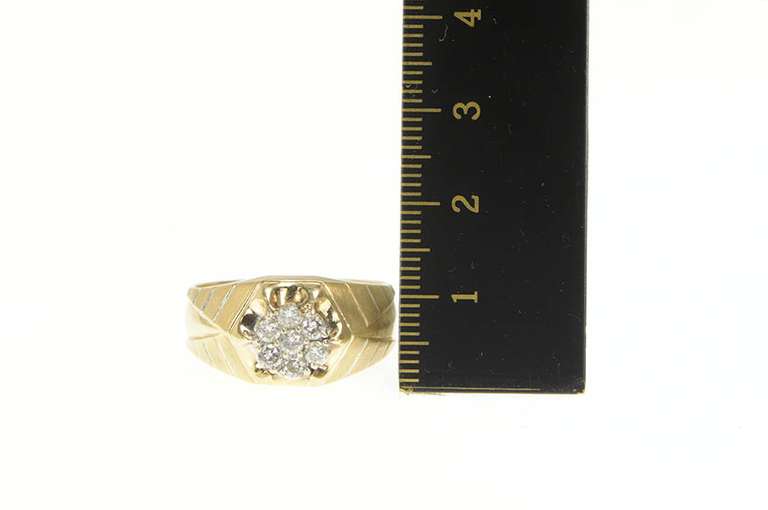 14K Yellow Gold 0.50 Ctw Diamond Men's Cluster Statement Ring