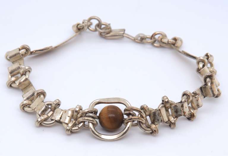 Vintage Sterling Silver Tiger Eye Bracelet