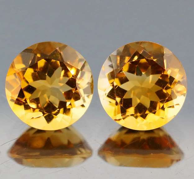 High fire 6.82ct golden yellow Citrine pair