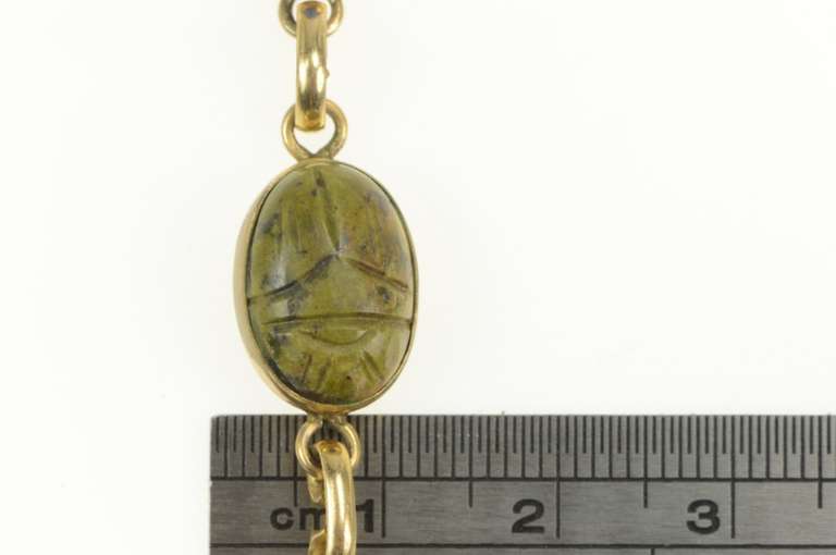 Gold Filled Ancient Egyptian Scarab Beetle Carved Stone Bracelet