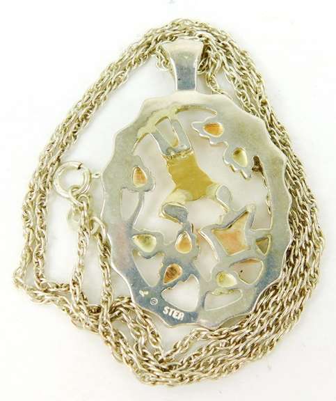 Multi-Colored Sterling Hummingbird Necklace