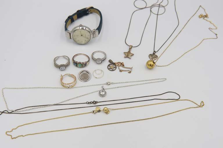 Group Lot of Vintage Sterling Silver Jewelry and Watch