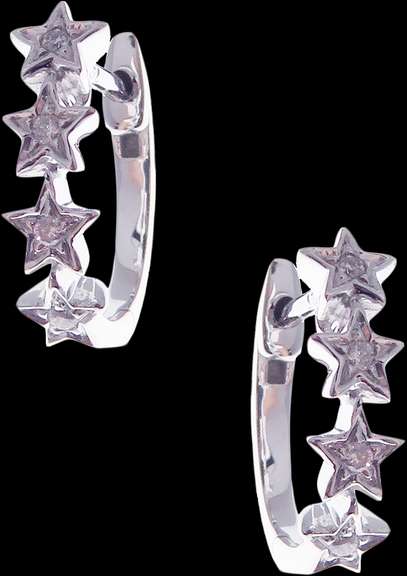Exciting Star Studded Diamond 18k White Gold Earrings