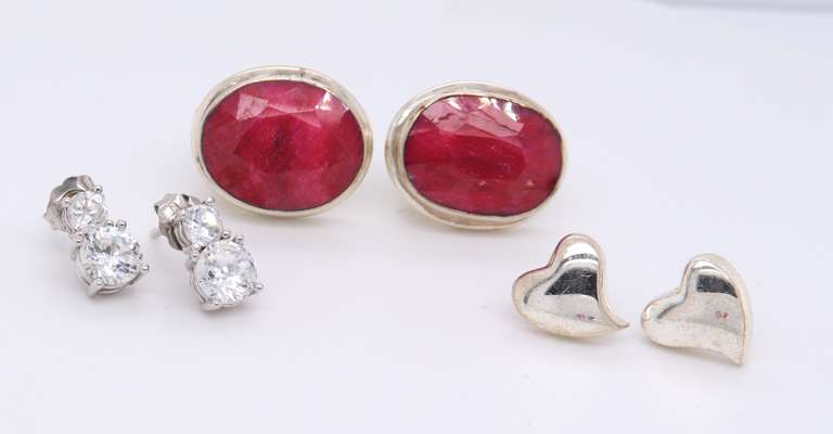 Group Lot of 925 Sterling Silver Cubic Zirconia Earrings