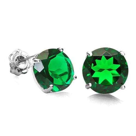 3/4 CT RUSSIAN EMERALD 10KT WHITE GOLD EARRINGS STUD