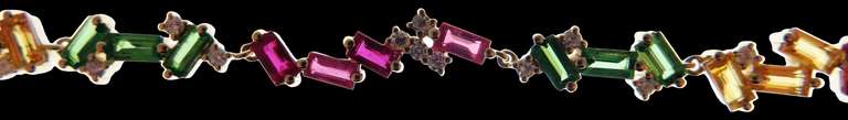 Exciting 18kt Yellow Gold Bracelet With Multiple Gemstones