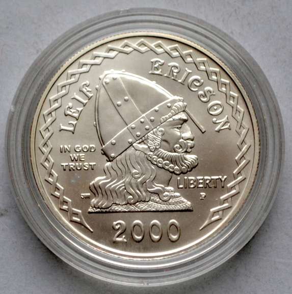 2000 Leif Erickson Unc Comm Silver Dollar