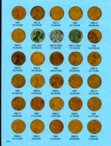 Set of Lincoln Wheat Cents 1941-1974-S in Album