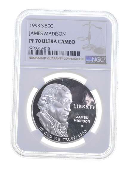 PF70UCAM 1993-S James Madison Commemorative Silver Dollar - Graded NGC