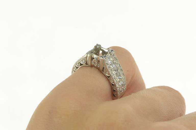 Platinum 1.37 Ctw Princess Diamond Engagement Setting Ring