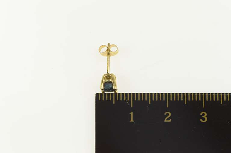 14K Yellow Gold Round Classic Sapphire Solitaire Stud Single Earring