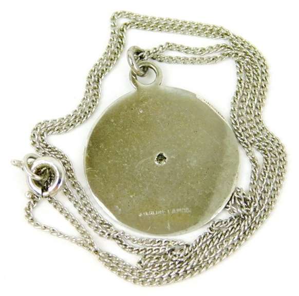 Sterling Silver Diamond Disk Pendant & Chain
