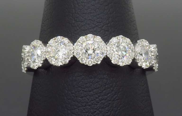 5 Stone Diamond Halo Band