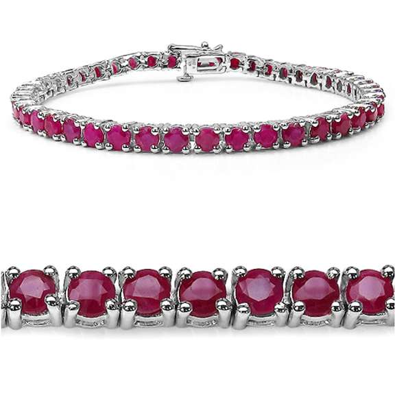 Rhodium Plated 10.12ctw Ruby Bracelet