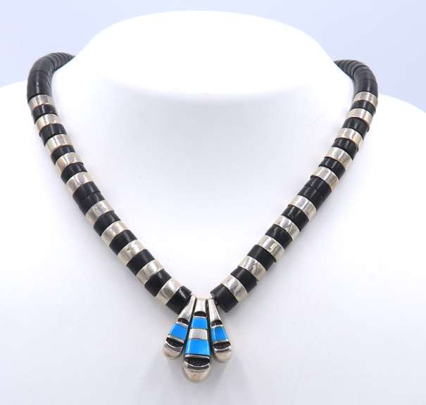 Vintage Sterling Silver Turquoise Necklace