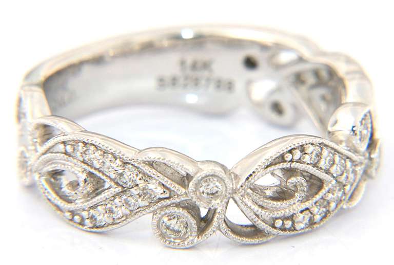 Gabriel & Co Diamond Milgrain Floral Band