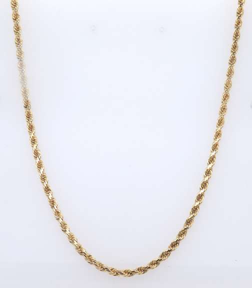 Simple Yellow Gold Rope Chain Necklace