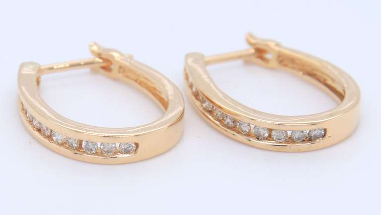 Exciting Yellow Gold Channel Set Diamond Huge Earrings