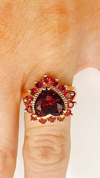 22kt Gold Plated Garnet Cocktail Ring