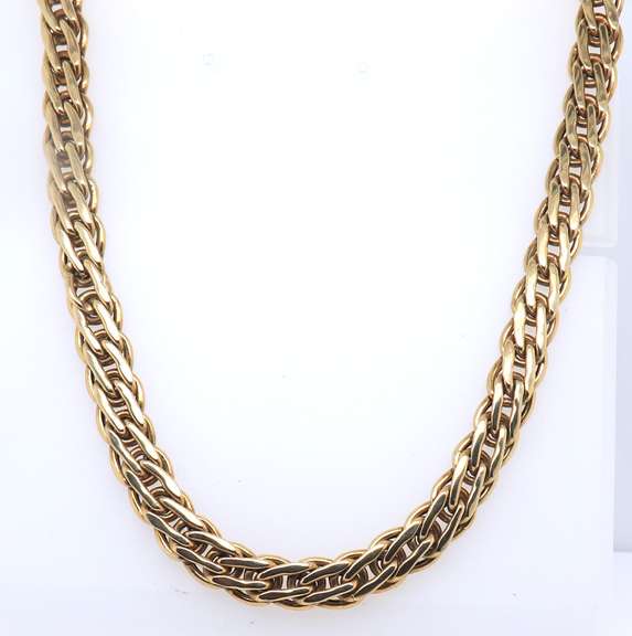 Wonderful Italian Yellow Gold Woven Necklace