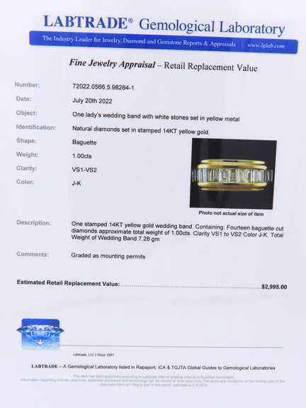 Elegant Yellow Gold Channel Set Baguette Diamond Band