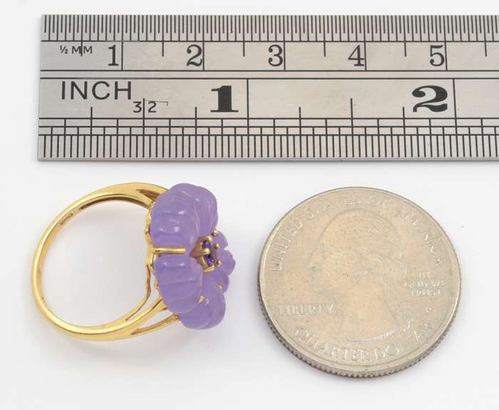 Fun Carved Lavander Jade Ring.